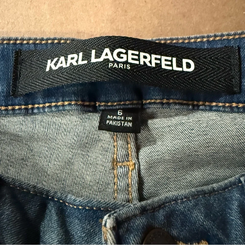 Karl Lagerfeld Paris Skinny Logo Taping Mid Rise Jean Size 6 Modern Lux Chic - Picture 7 of 8